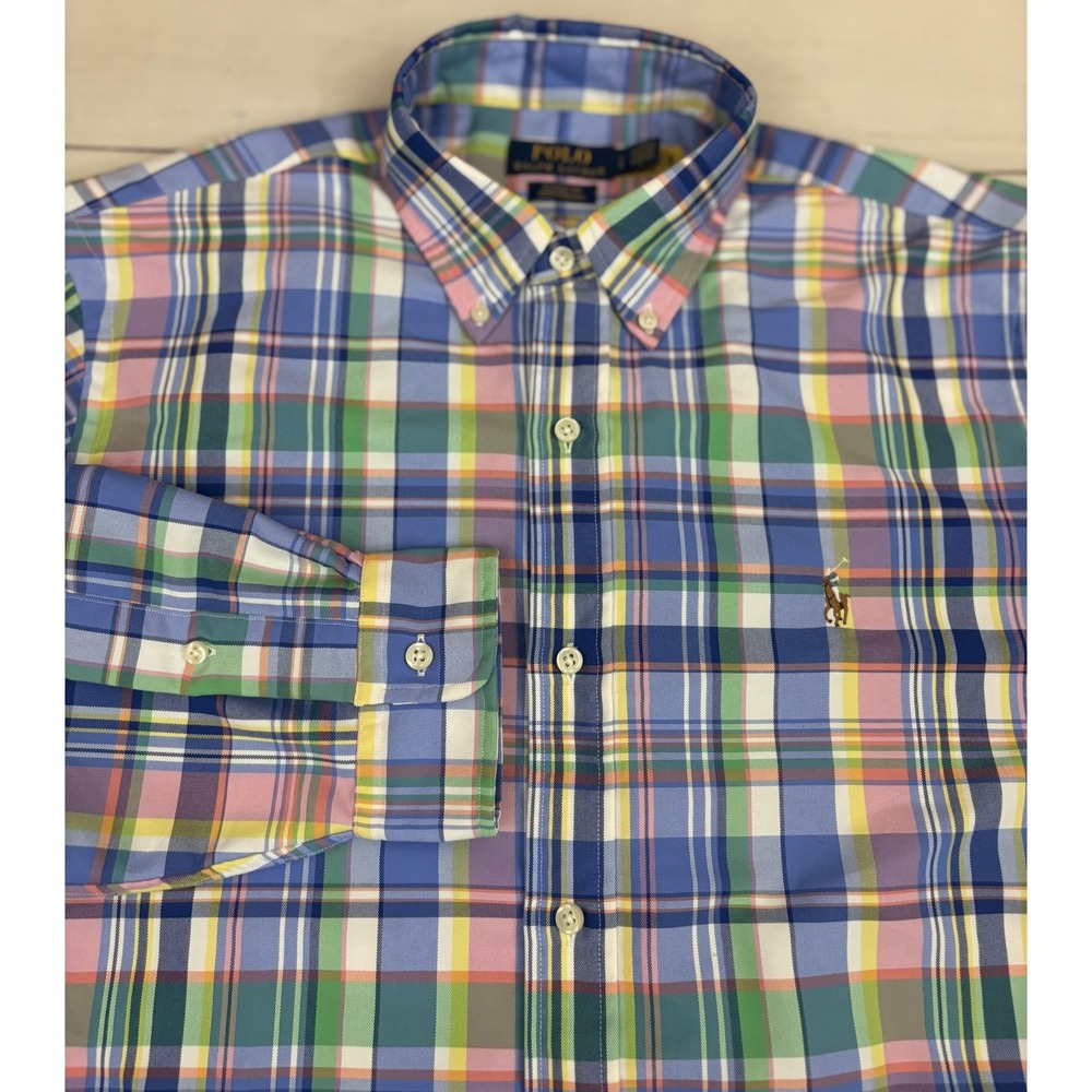 Polo Ralph Lauren Sport Shirt Plaid Long Sleeve Button Down Shirt Mens Large